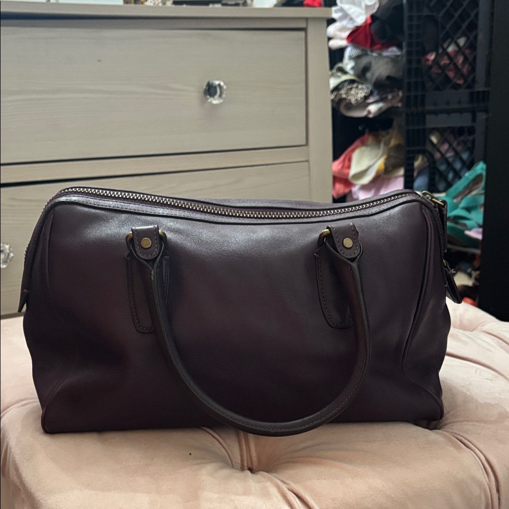 Coach Dark Purple Satchel with Gold Studs - Picture 3 of 13